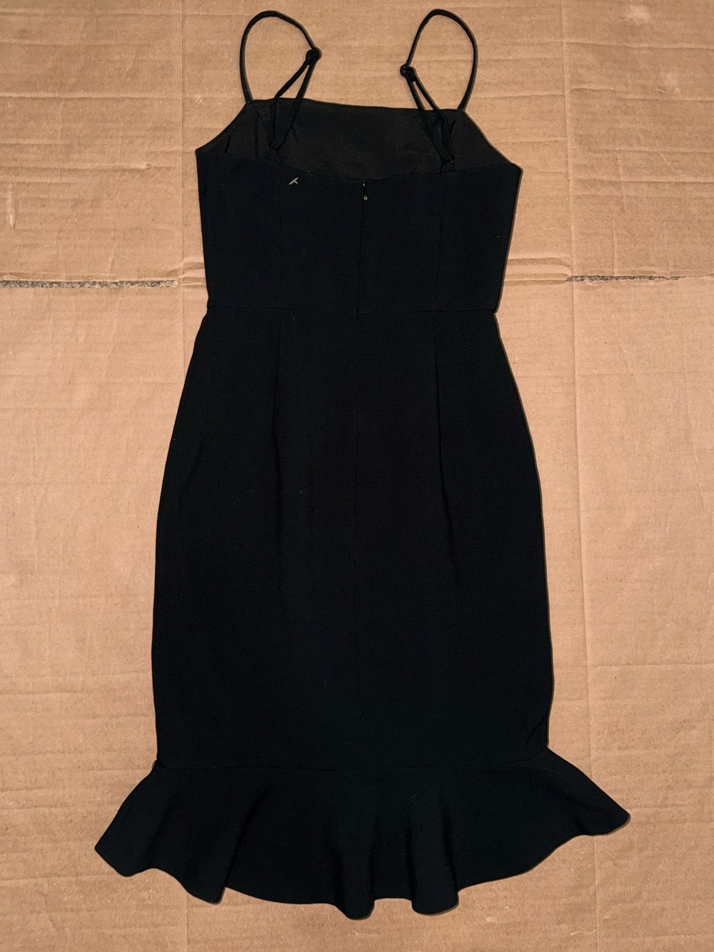 French Connection Black Dress Size 0 Spaghetti Strap Ruffle Hem Cocktail Party - Picture 3 of 9